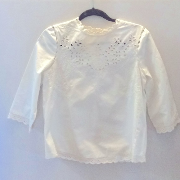 Crisp Embroidered Cutout White Cotton Top, Small, EUC - Picture 7 of 7